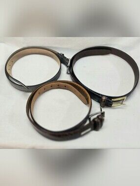 Lot of 3 Cole Haan & Ralph Lauren Belt Men’s 38 Brown Leather Brass Buckle